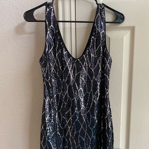 Navy and silver sequin bodycon dress from Francesca’s